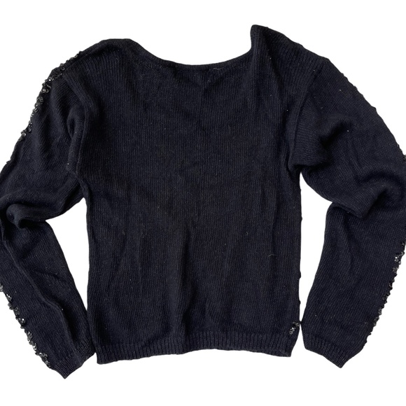 VTG Samantha Starr Angora Black Sequin Sweater Med - Picture 7 of 8